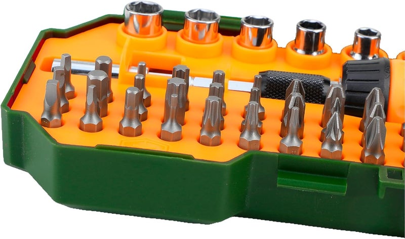 Jadever Multi-Bit Screwdriver, 45-Piece T-Handle Ratcheting Screwdriver, Magnetic Bit Includes Slotted/Philips/Hex/Torx/Pozidriv/Square/5-10mm Socket - Image 3